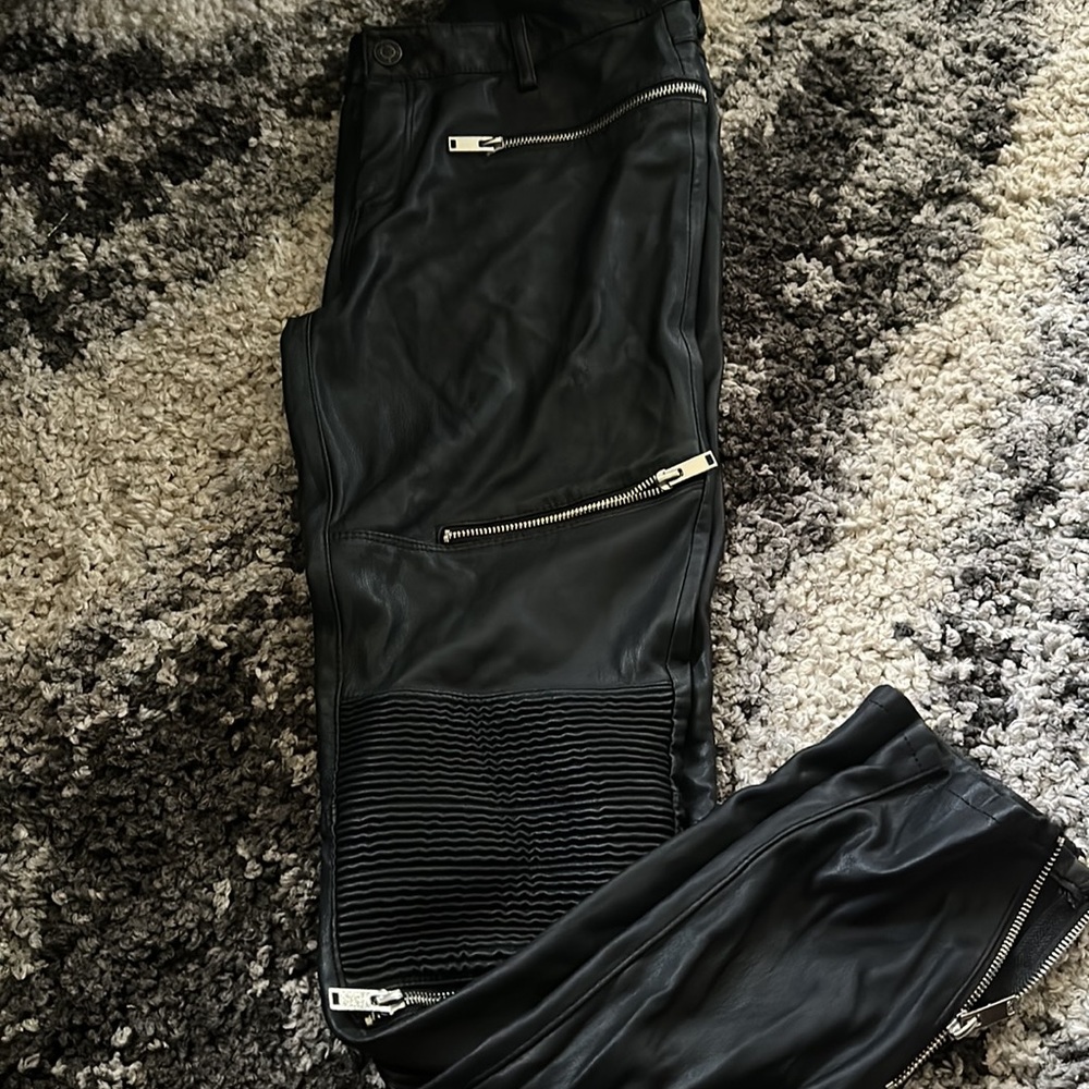 Leather zipper pants